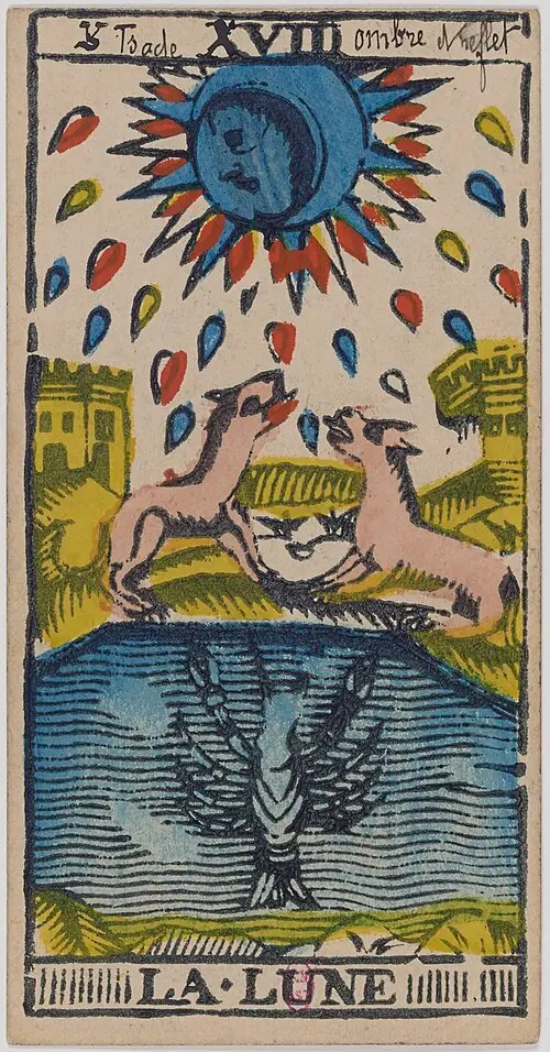 Der Mond · La Lune. Historische Camoin-Karte, um 1890–1900, nach dem Conver-Muster.