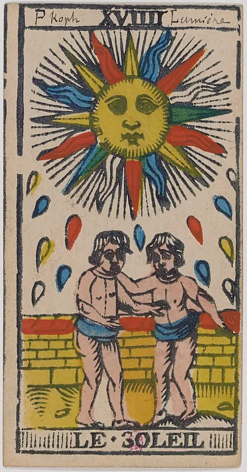 Die Sonne · Le Soleil. Historische Camoin-Karte, um 1890–1900, nach dem Conver-Muster.